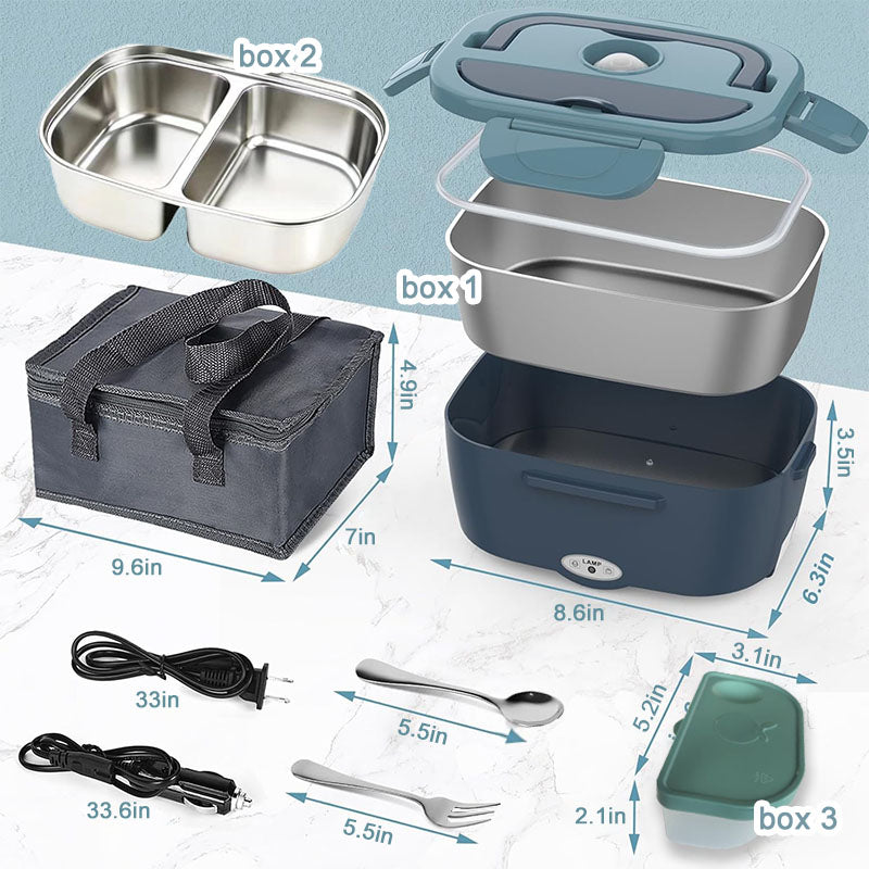 Lunch Box  Portable Food Warmer for Car And Home - Detachable Stainless Steel Trucker Leak-Proof Lunch Warmer Microwaveable 110V/12V/24