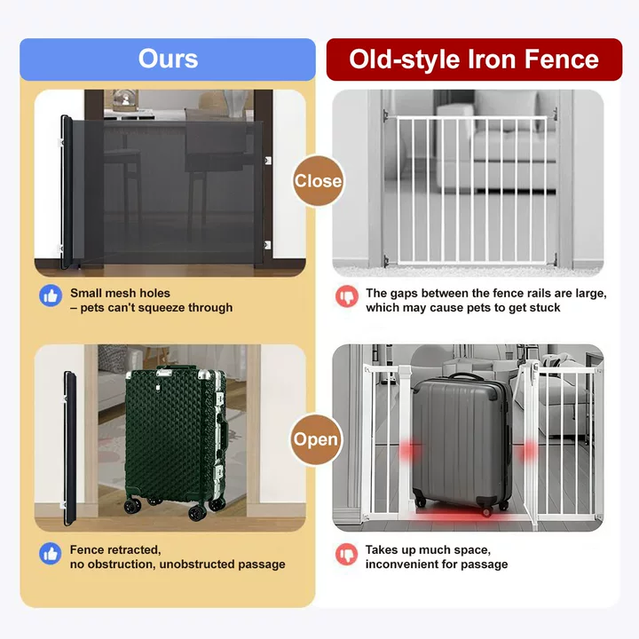 Retractable Pet Safety Gate, Drill-Free Adjustable